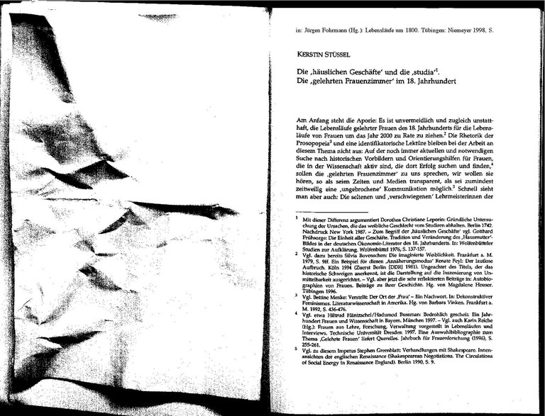 Stüssel 1998_Die 'häuslichen Geschäfte' und die 'studia'. Die gelehrten Frauenzimmer im 18. Jahrhundert. In Jürgen Fohrmann (Hg.) Lebensläufe um 1800.pdf