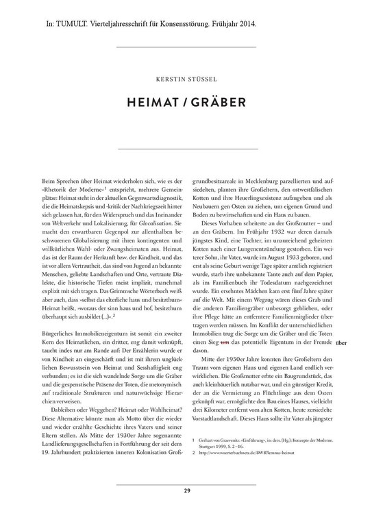 Stüssel 2014_Heimat Gräber. In TUMULT. Vierteljahresschrift für Konsensstörung. Frühjahr 2014.pdf